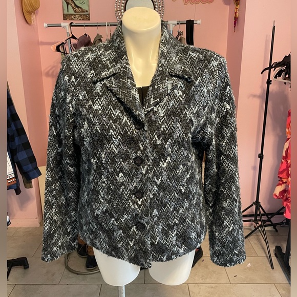 Dress Barn Women’s Tweed Blue Button Up Blazer - Picture 9 of 10